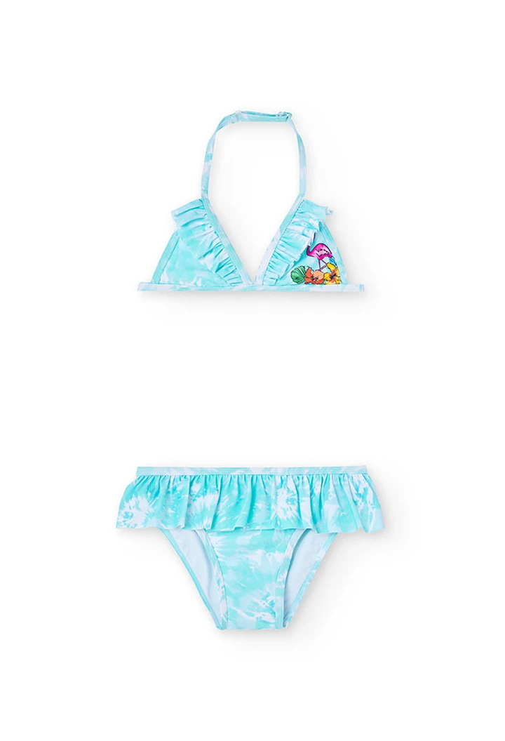 Bikini estampado de niña en color azul