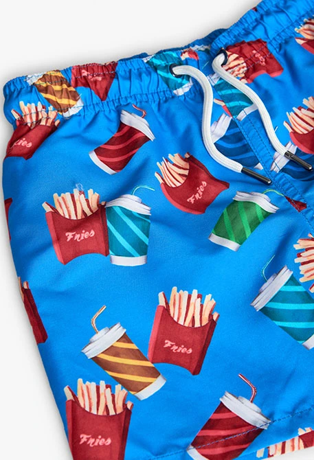 Maillot de bain en tissu recyclé pour garçon en bleu avec imprimé