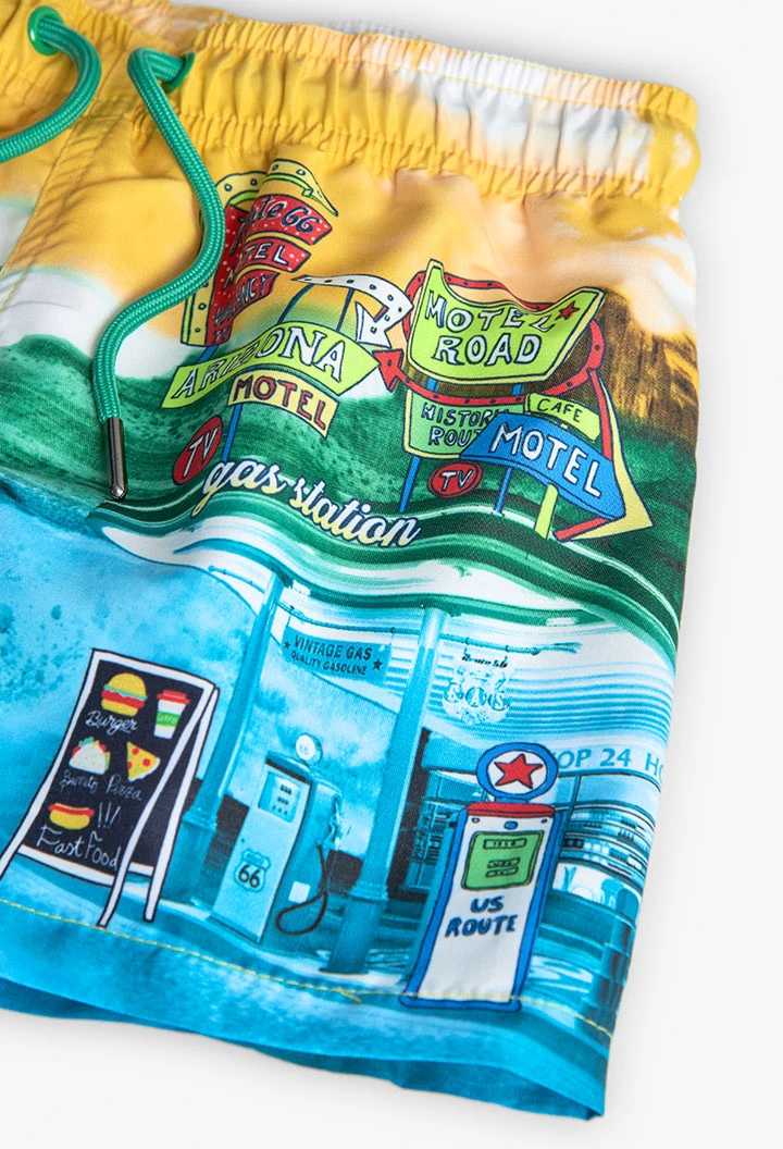 Maillot de bain en tissu recyclé pour enfant en couleur jaune