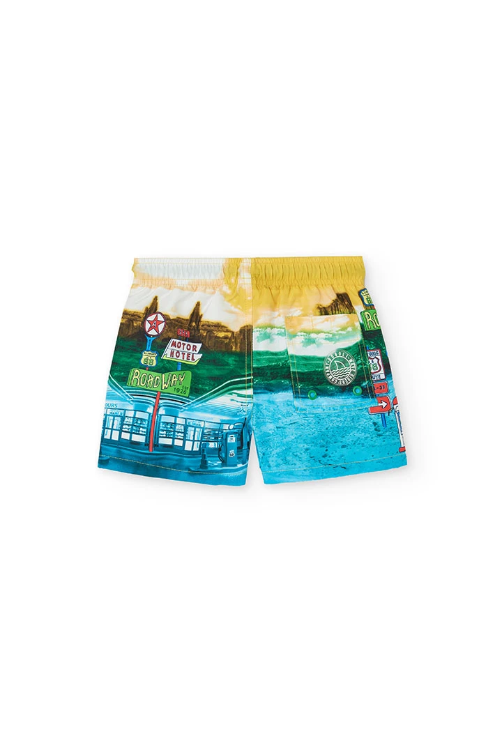 Maillot de bain en tissu recyclé pour enfant en couleur jaune