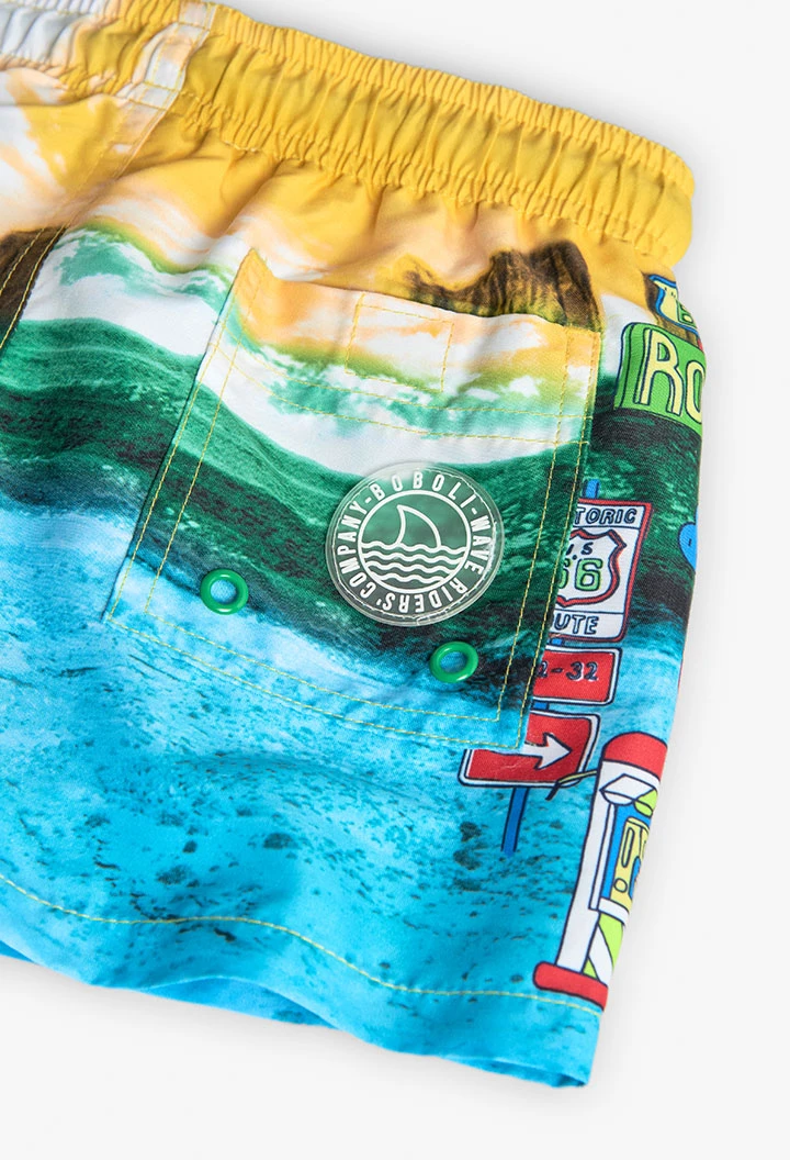 Maillot de bain en tissu recyclé pour enfant en couleur jaune