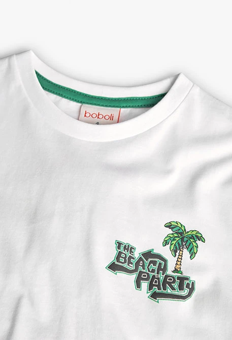 Camisola de malha para criança em branco com design de leão surfista