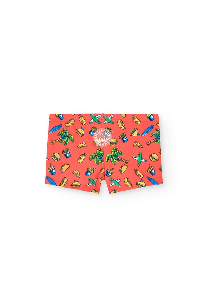 Boy\'s red polyamide swimsuit