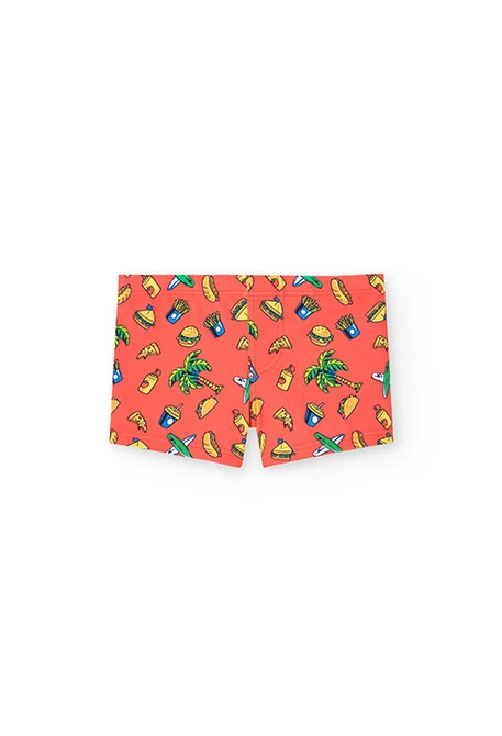 Maillot de bain en polyamide pour garçon de couleur rouge