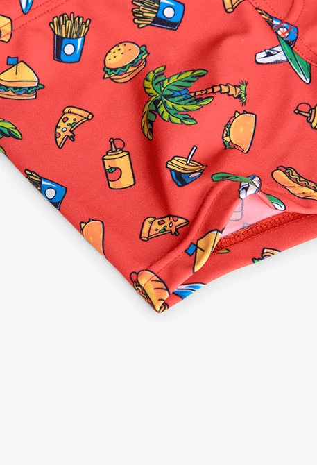 Fato de banho de poliamida para menino em cor vermelha