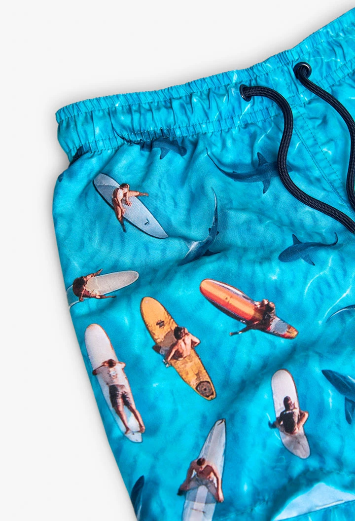 Boys\' swimwear in recycled fabric in blue colour