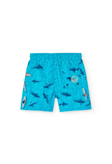 Boys\' swimwear in recycled fabric in blue colour