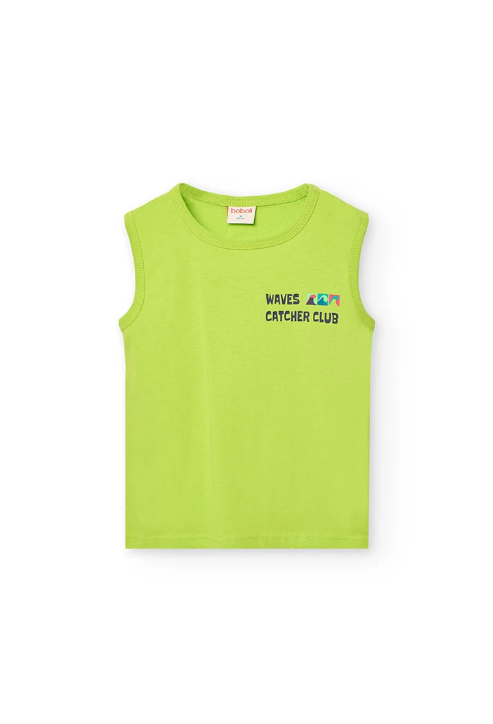 Knitted green tank top for boy