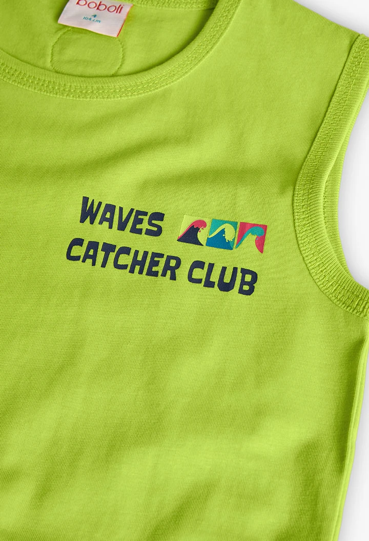 Camisola de alças de malha para criança em verde