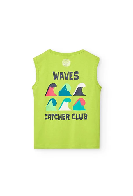 Knitted green tank top for boy