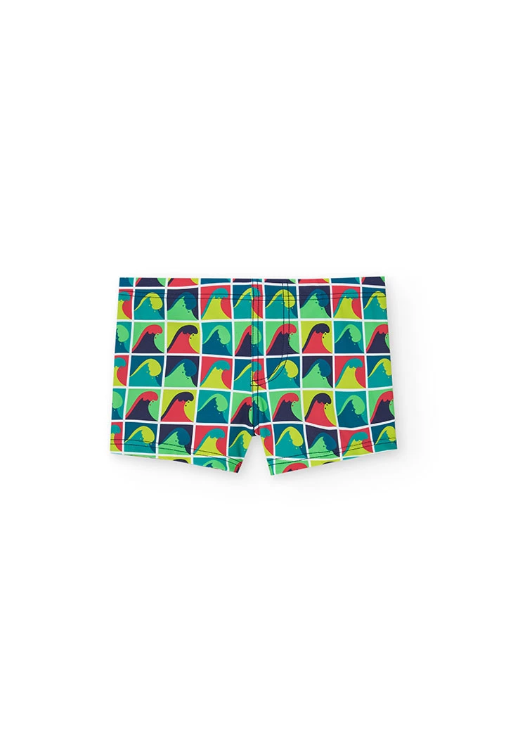 Maillot de bain en tricot pour enfant avec motif en couleur verte