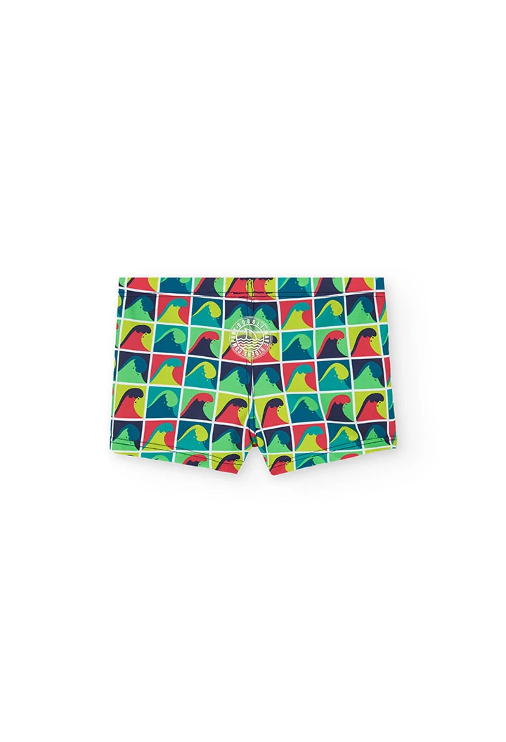 Maillot de bain en tricot pour enfant avec motif en couleur verte