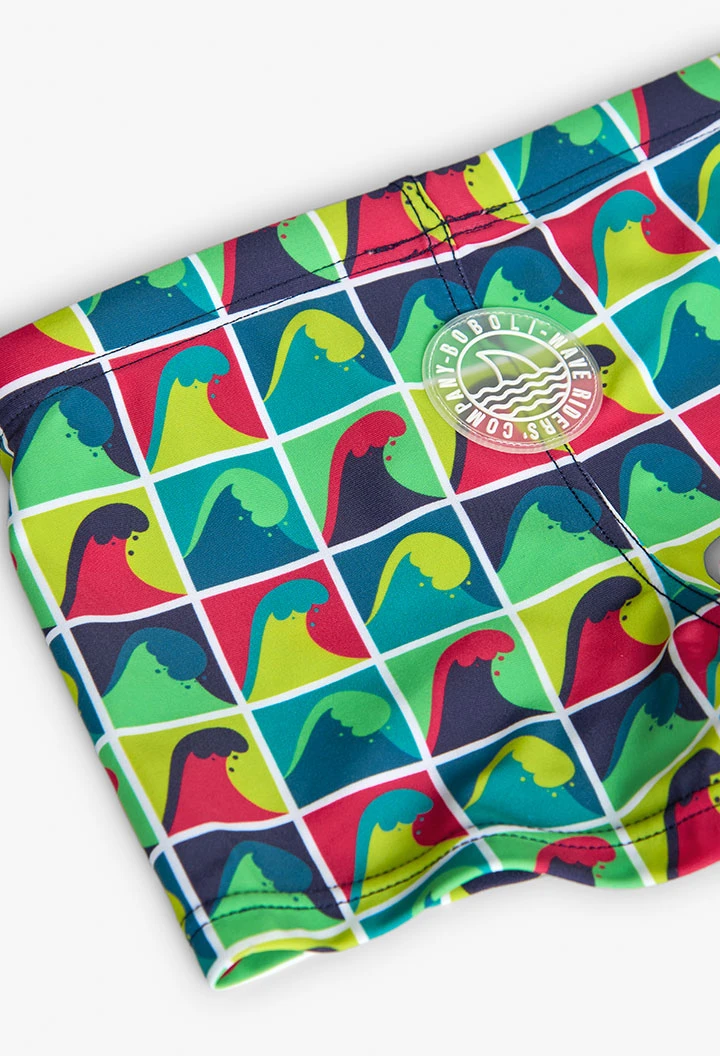 Maillot de bain en tricot pour enfant avec motif en couleur verte