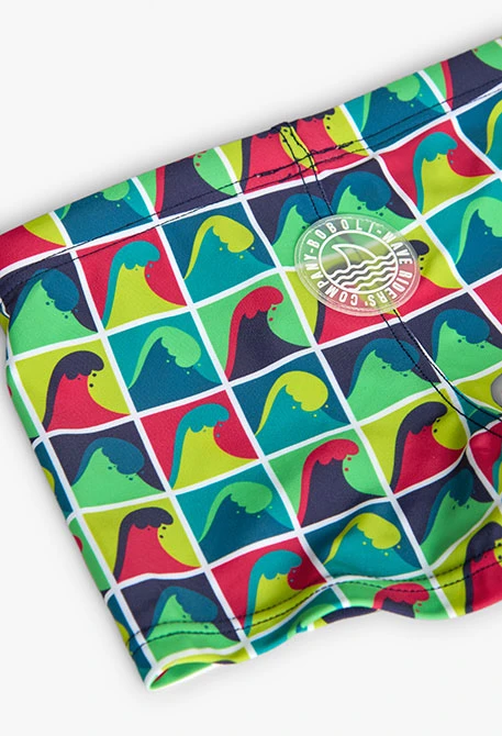 Maillot de bain en tricot pour enfant avec motif en couleur verte