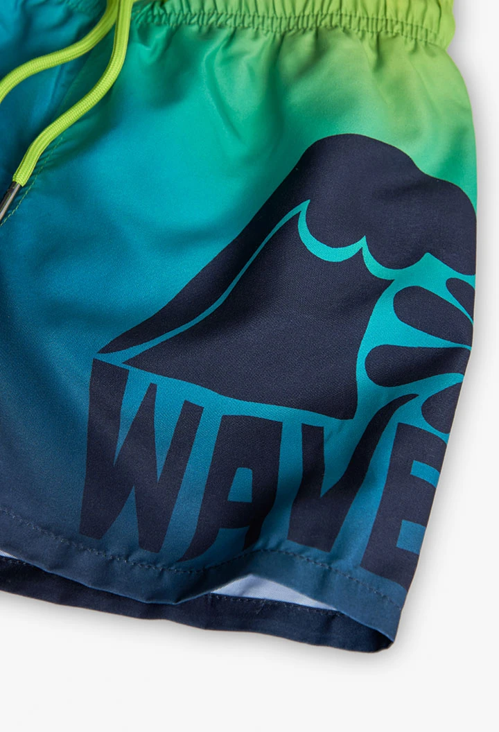 Maillot de bain en tissu recyclé pour garçon de couleur bleu marine