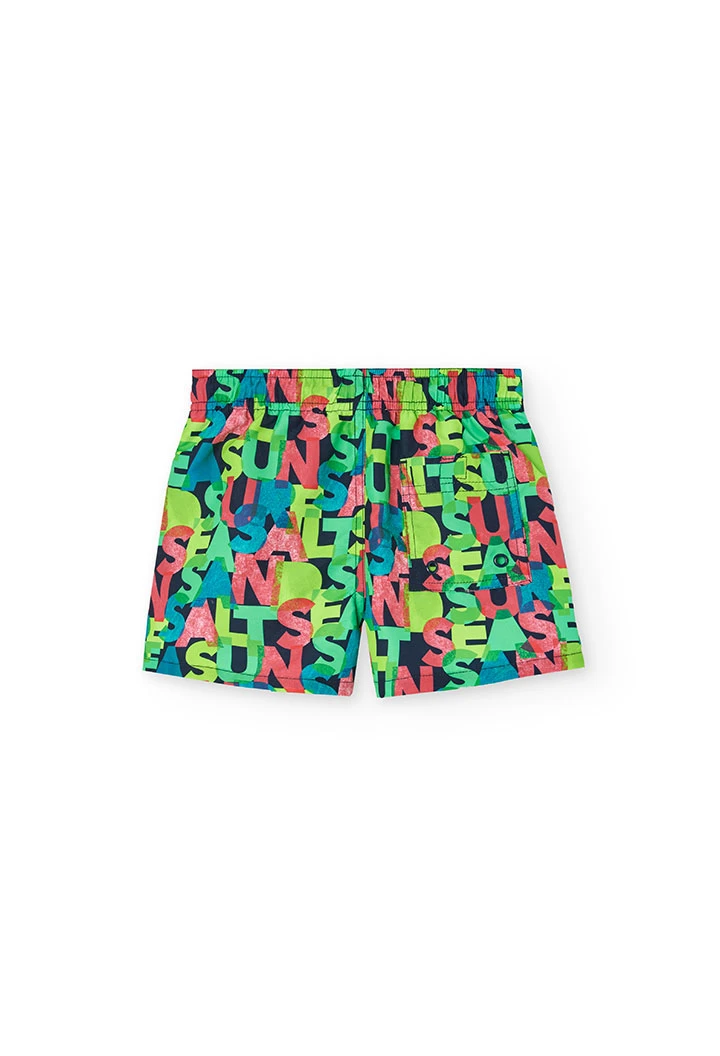 Maillot de bain en tissu recyclé pour garçon imprimé de lettres