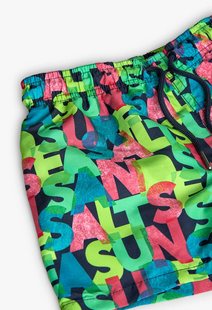 Maillot de bain en tissu recyclé pour garçon imprimé de lettres