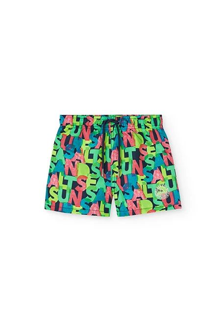 Maillot de bain en tissu recyclé pour garçon imprimé de lettres