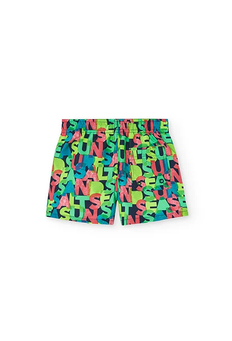 Badehose aus recyceltem Stoff für Jungen mit Buchstabenaufdruck.