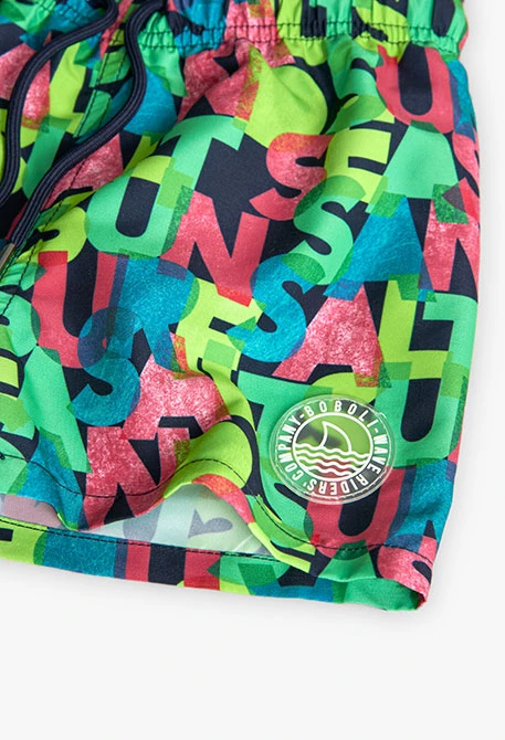 Badehose aus recyceltem Stoff für Jungen mit Buchstabenaufdruck.
