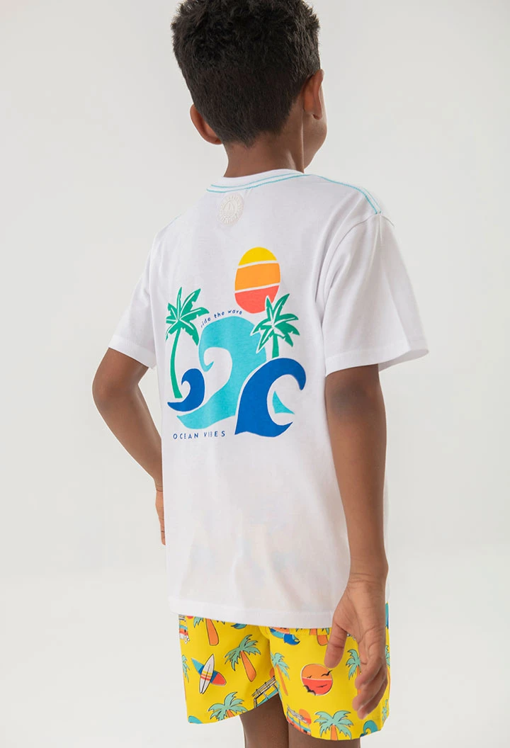 Camisola de malha para menino em cor branca
