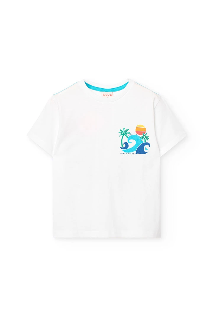 T-shirt en tricot pour garçon de couleur blanche