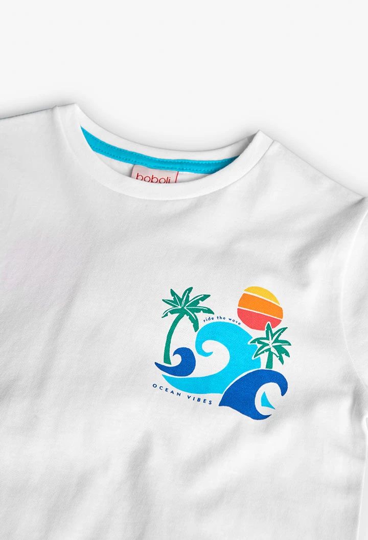T-shirt en tricot pour garçon de couleur blanche