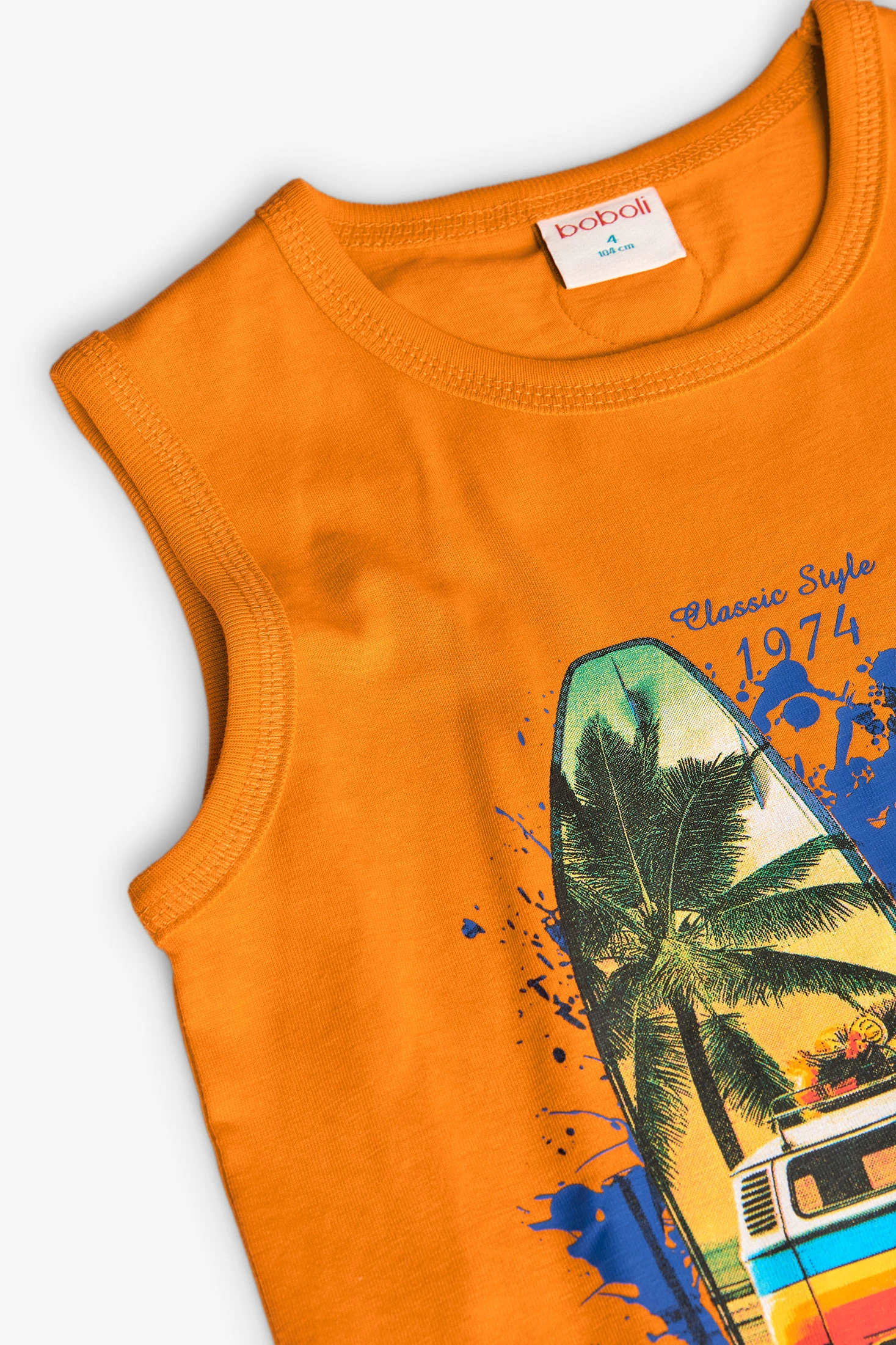 Camiseta Azul Niño Camiseta Sin Mangas Blanca Lazos Espalda