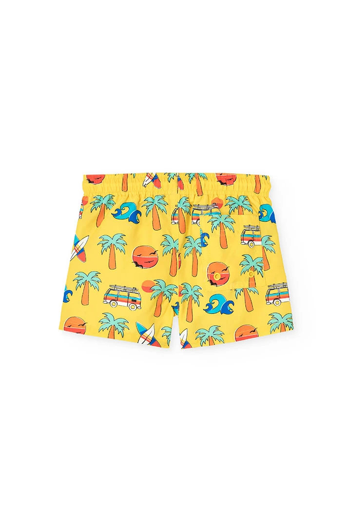 Maillot de bain en tissu recyclé pour garçon en jaune