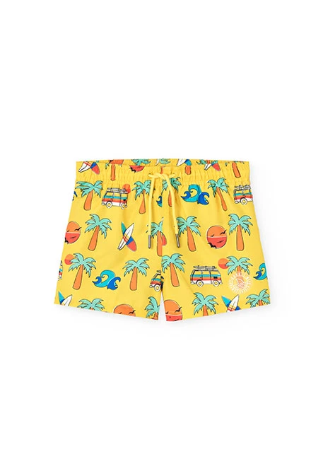 Maillot de bain en tissu recyclé pour garçon en jaune