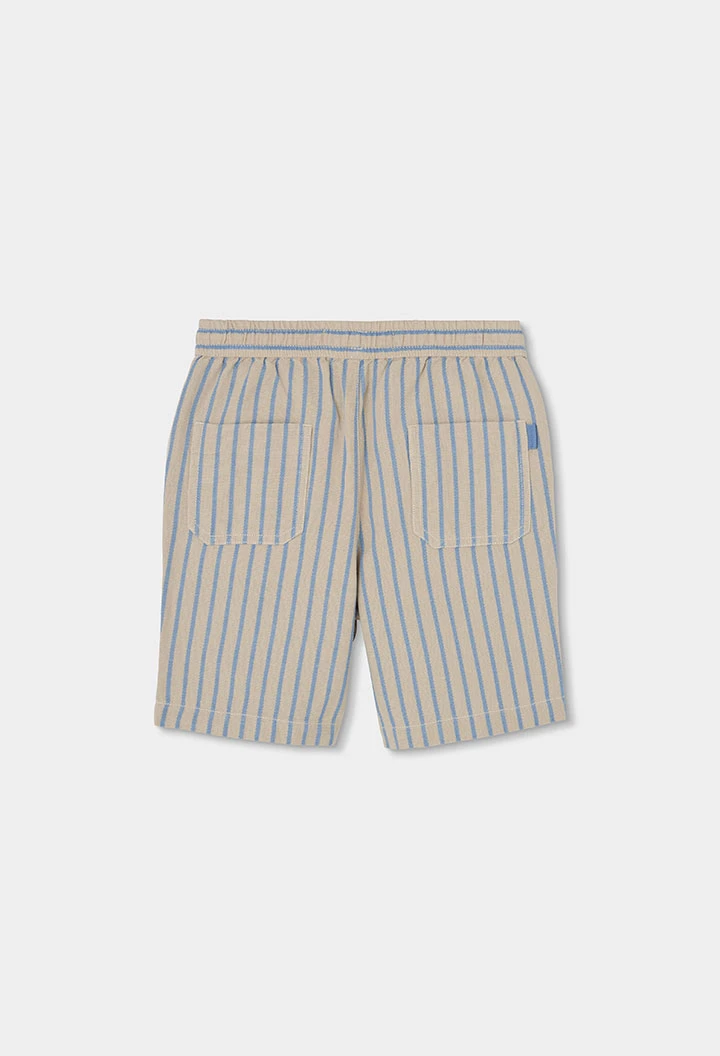 Striped blue beige Bermuda shorts
