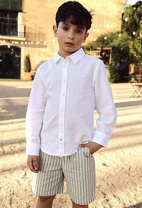 Short à rayures bleu beige