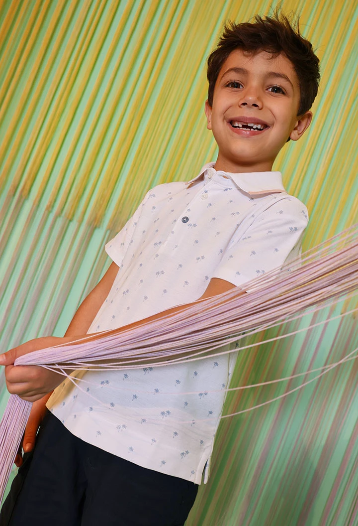 Polo menino algodão estampado