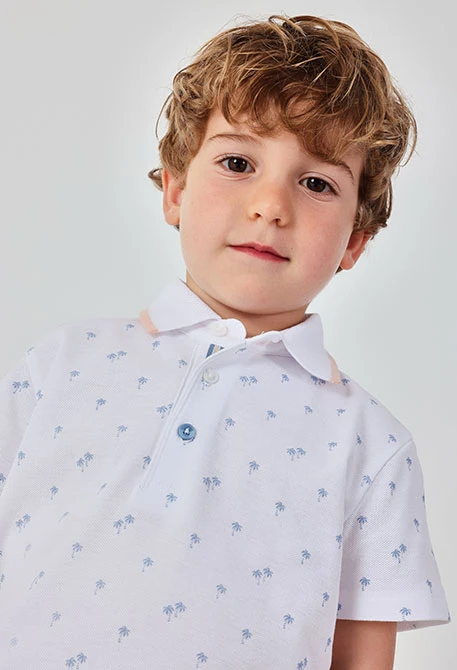 Polo menino algodão estampado