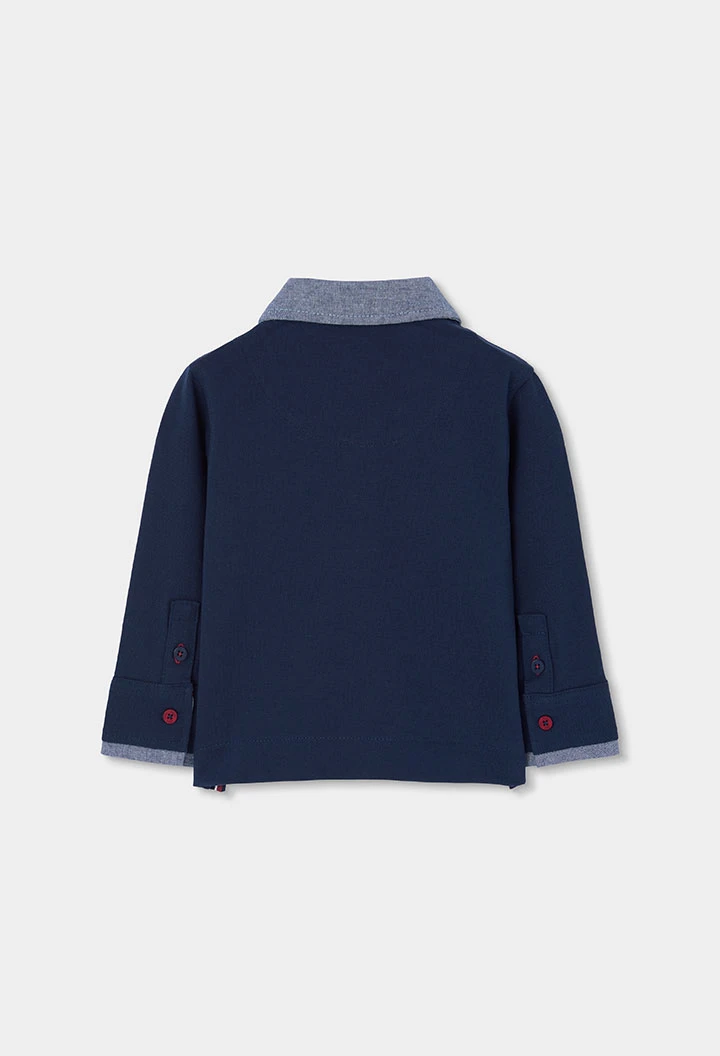 Polo garçon bleu marine avec écusson Air Captain Club