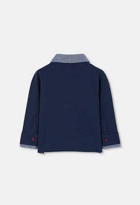Polo garçon bleu marine avec écusson Air Captain Club