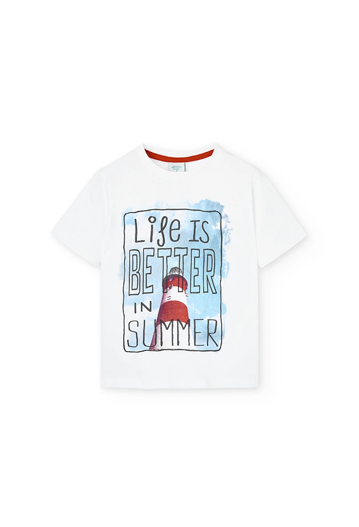 Camiseta malha "summer" para menino