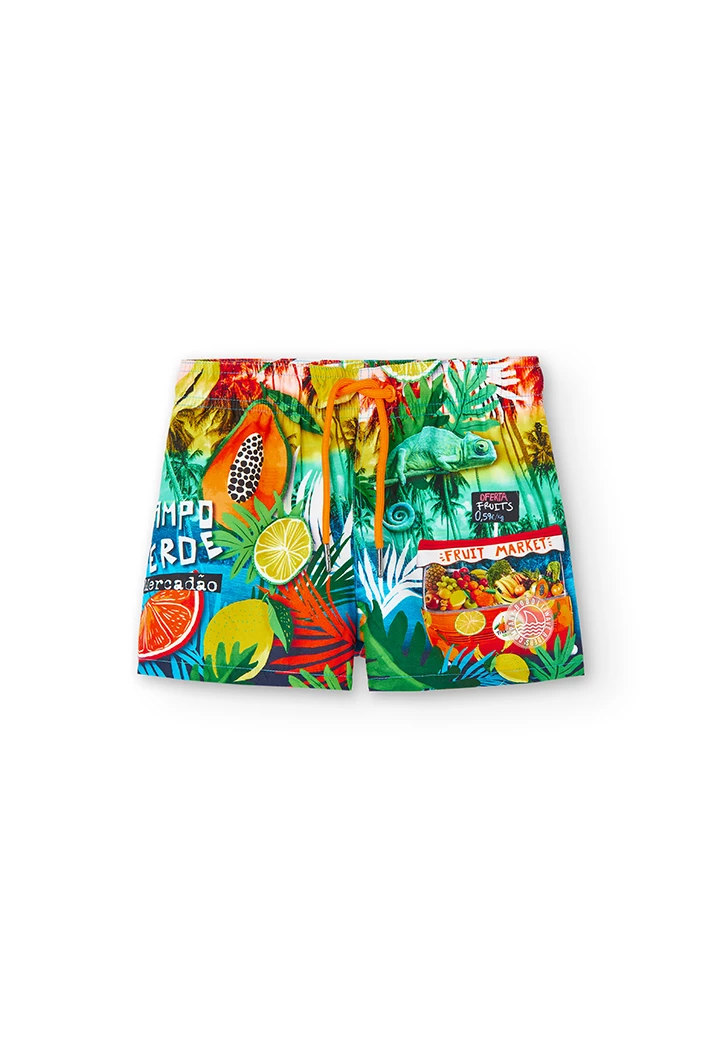 Boxer de tejido reciclado "fruit market" de niño