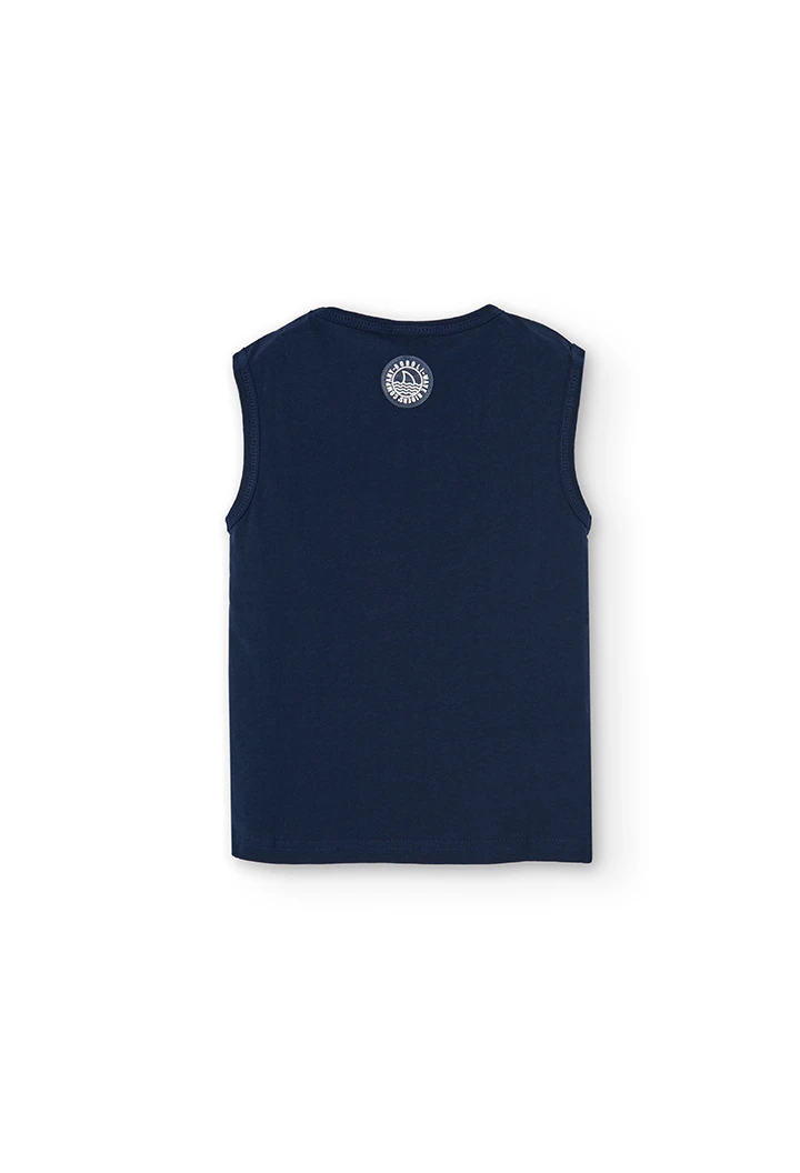 Camiseta malha sem mangas para menino