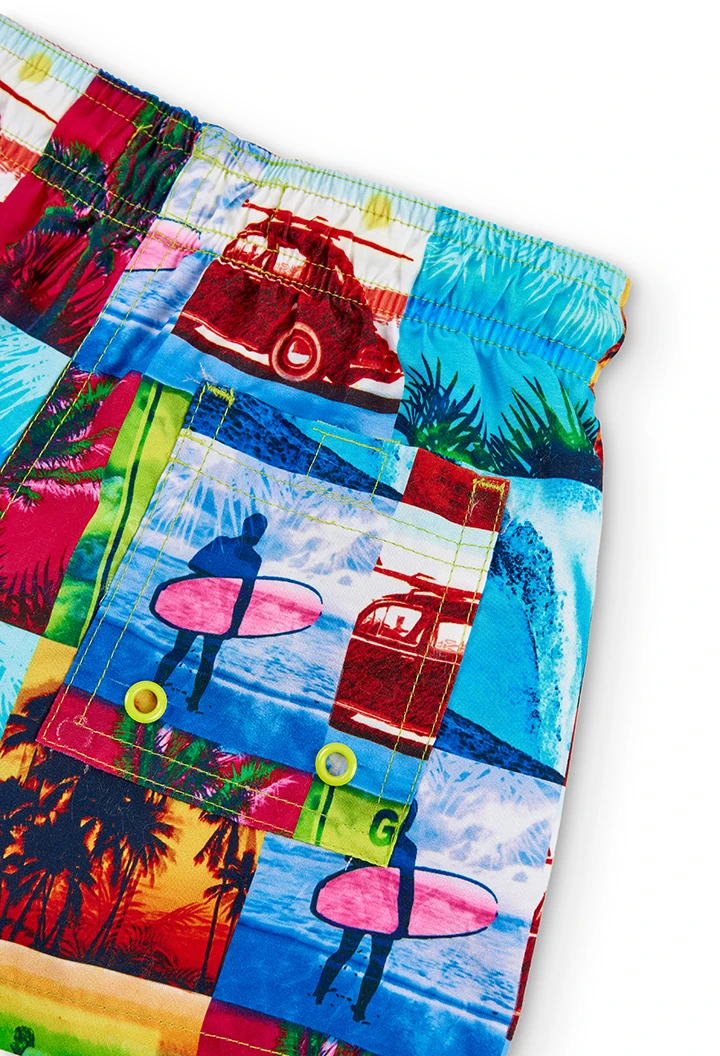 Boxer de tejido reciclado "surf" de niño