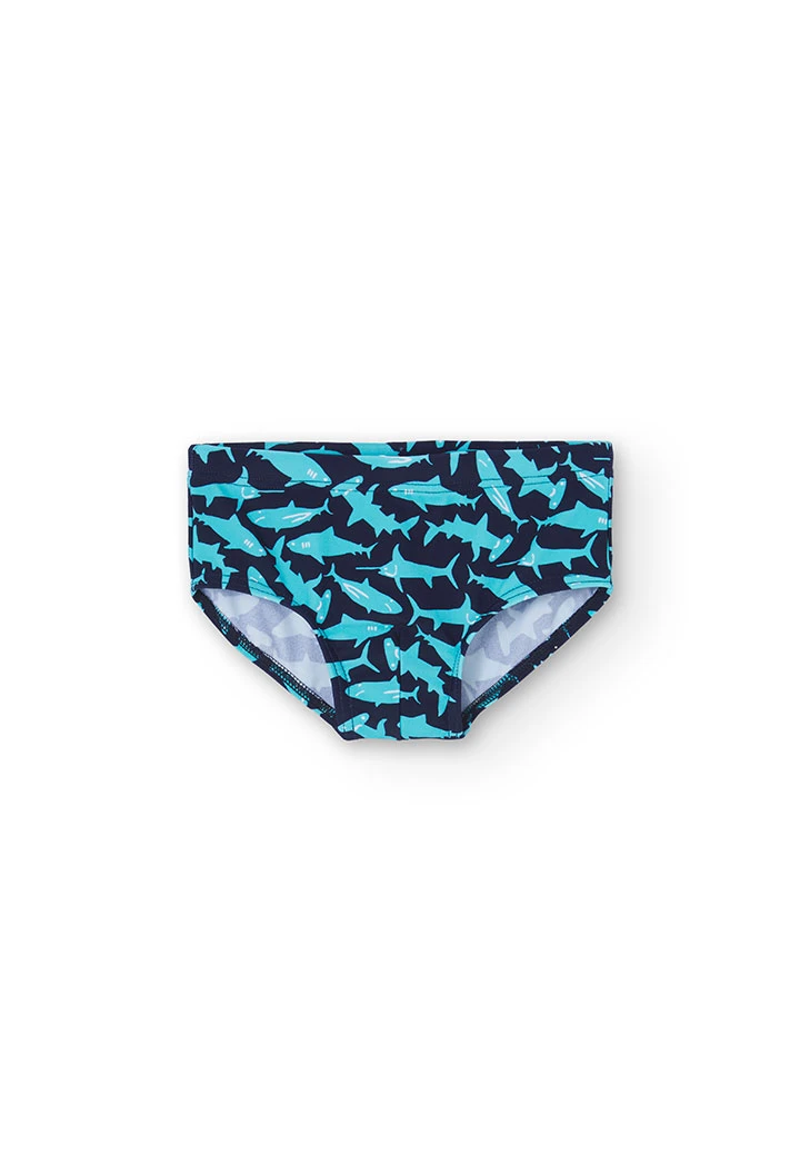 Maillot de bain garçon imprimé avec paillettes couleur bleu marine
