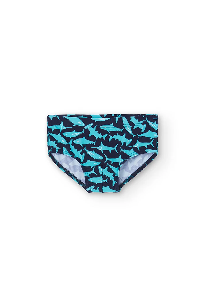 Maillot de bain garçon imprimé avec paillettes couleur bleu marine