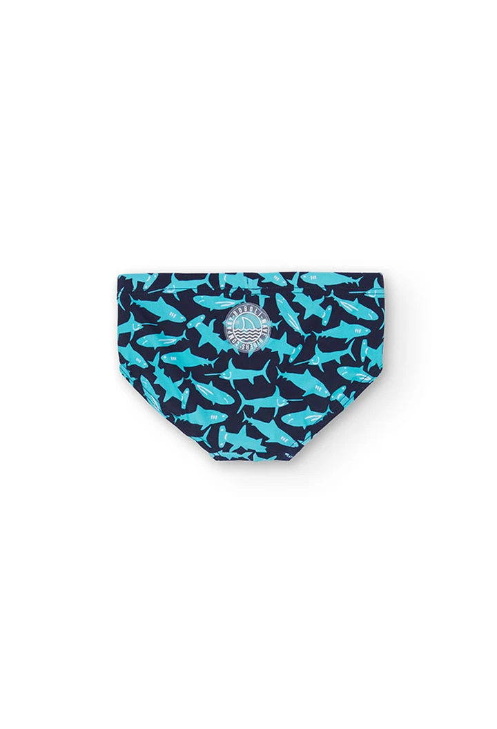 Maillot de bain garçon imprimé avec paillettes couleur bleu marine