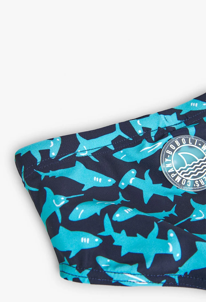 Maillot de bain garçon imprimé avec paillettes couleur bleu marine