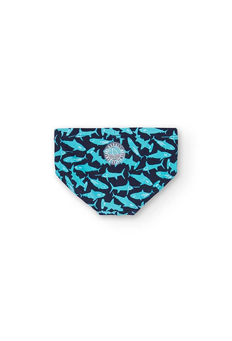 Boy's printed swim trunks in navy blue