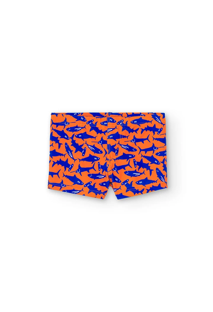 Maillot de bain garçon en polyamide couleur orange