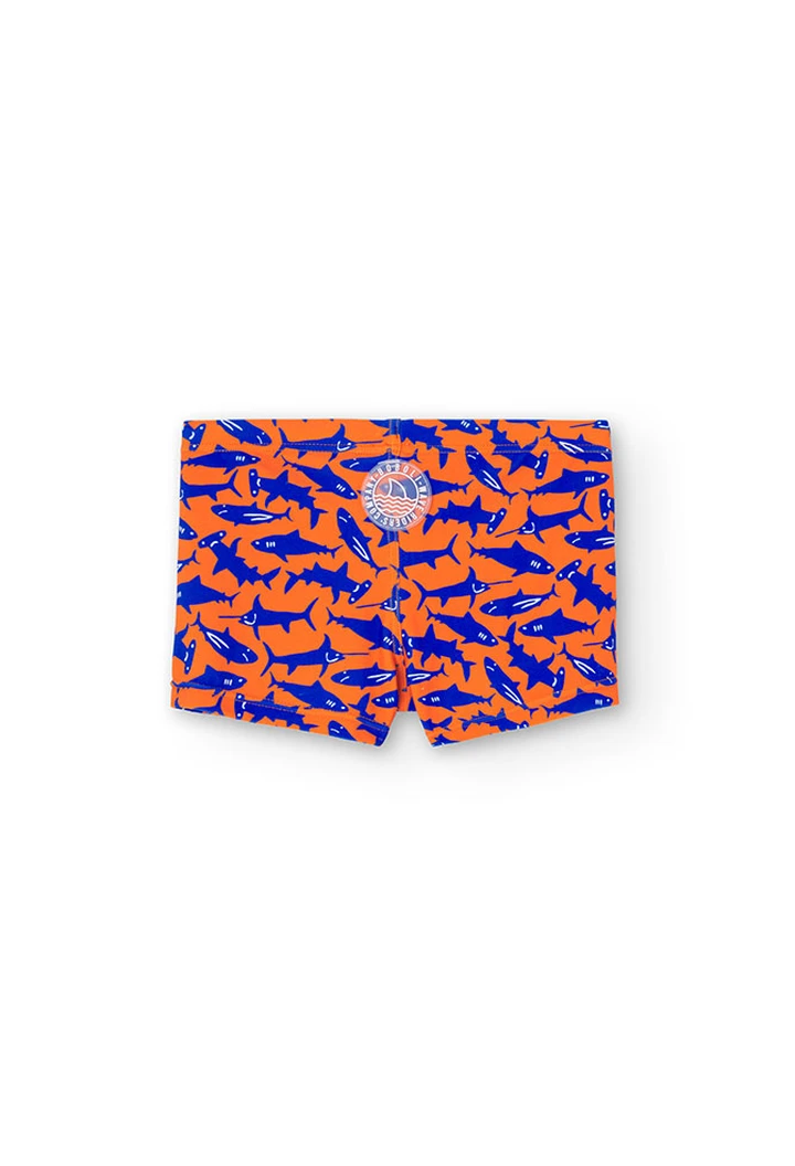 Maillot de bain garçon en polyamide couleur orange