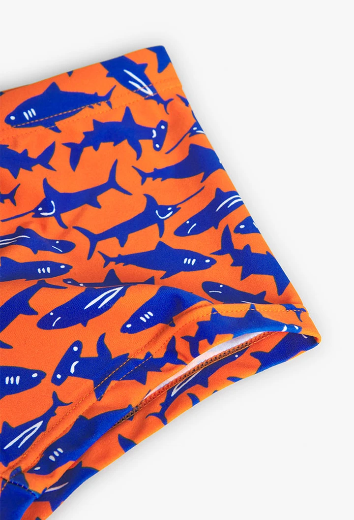 Maillot de bain garçon en polyamide couleur orange