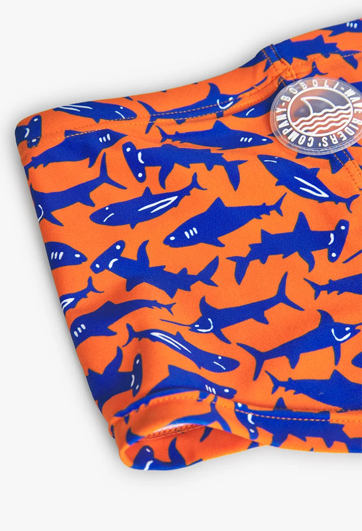 Maillot de bain garçon en polyamide couleur orange