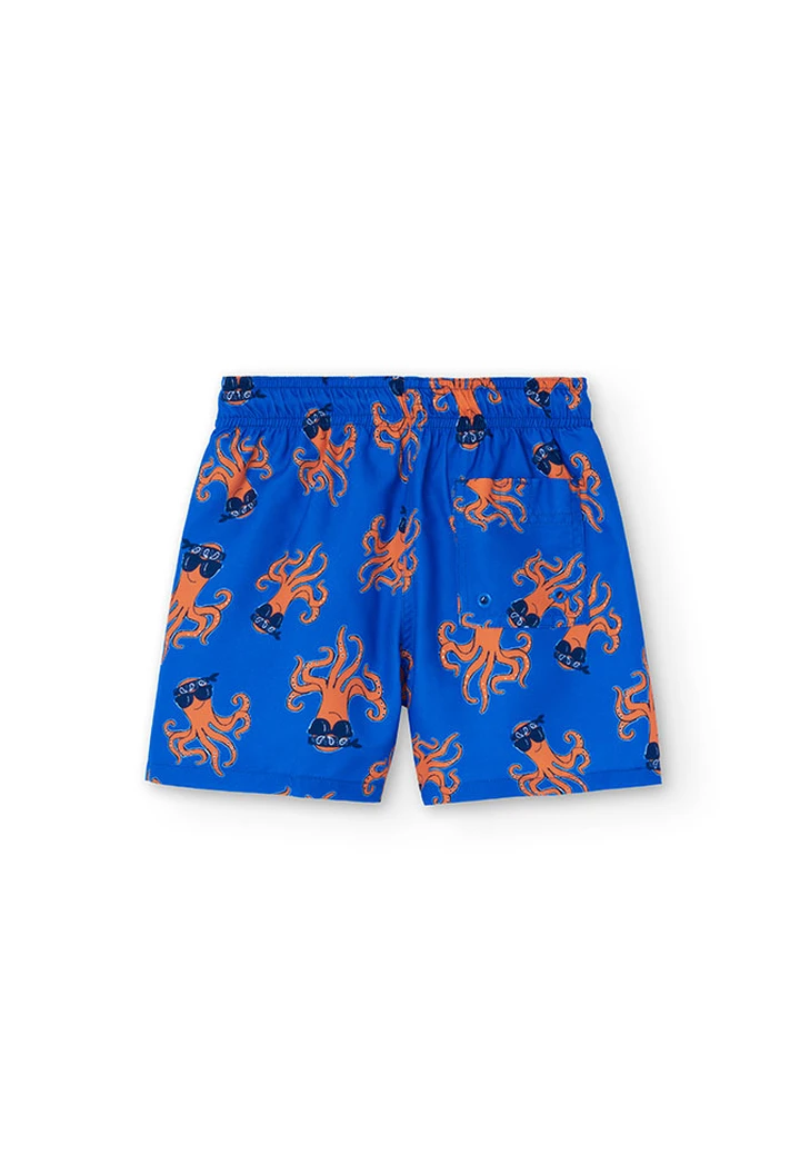 Badehose für Jungen, mit Krakenaufdruck, in Farbe Blau